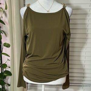 Michael Kors Olive Cold Shoulder Top
